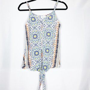 Juniper Blu Medallion Tank  Tie w/ Keyhole Opening